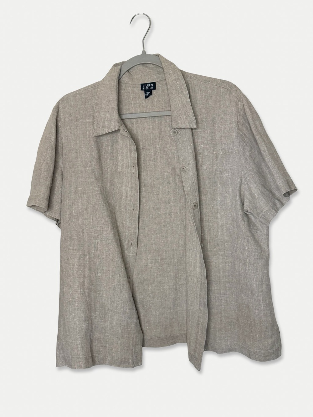 Eileen Fisher 100% Linen Button Down Shirt Top Made in USA M